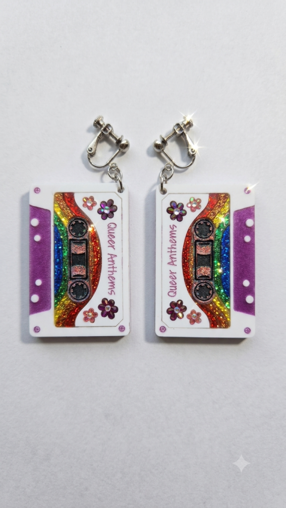 Queer anthem mix tapes earrings