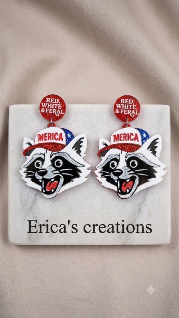 Patriotic Raccoon dangles