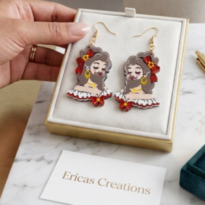 Bearded lady acrylic earrings